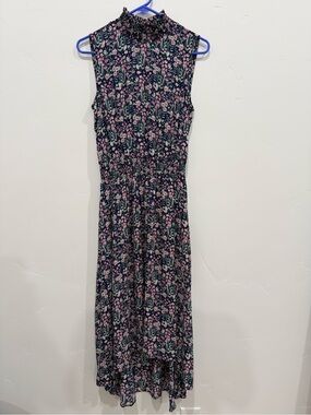 Nanette Lepore Navy Midi Dress with Pink Floral Print